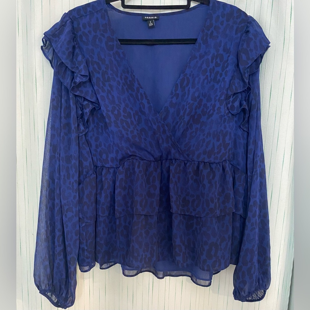 Torrid Deep Blue Animal Print Blouse